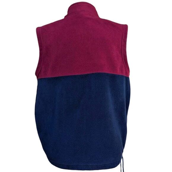 Vintage Fall Autumn Fleece Vest Navy Burgundy Colorblock Embroidered Size P/L - Picture 5 of 7